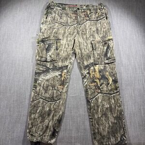 Mossy Oak Pants Mens 32x32 Brown Camo Cargo Elastic Waist Hunting Outdoor Wear